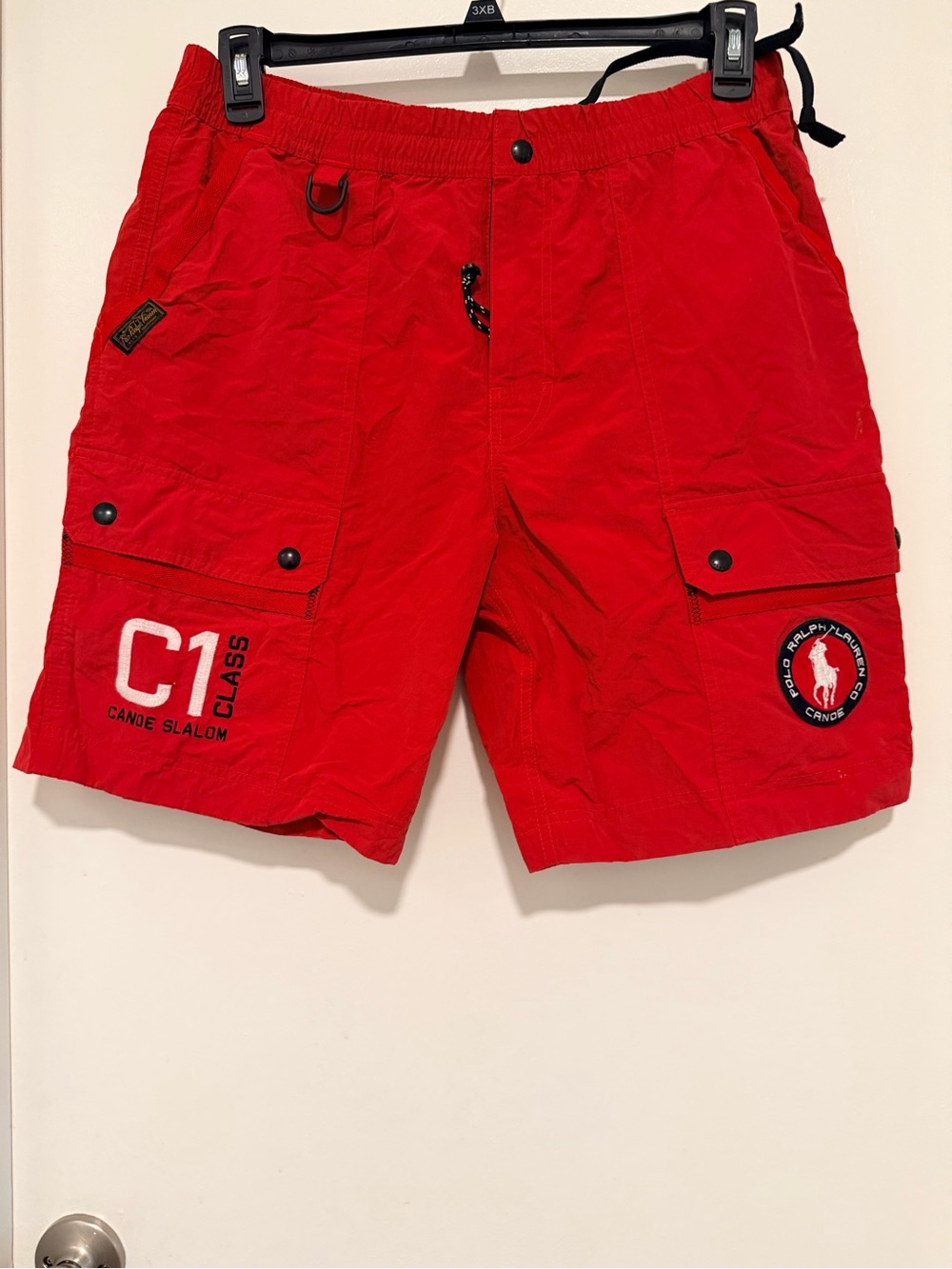 Polo by Ralph Lauren Red Cargo Swim Trunks with C1 Patch
